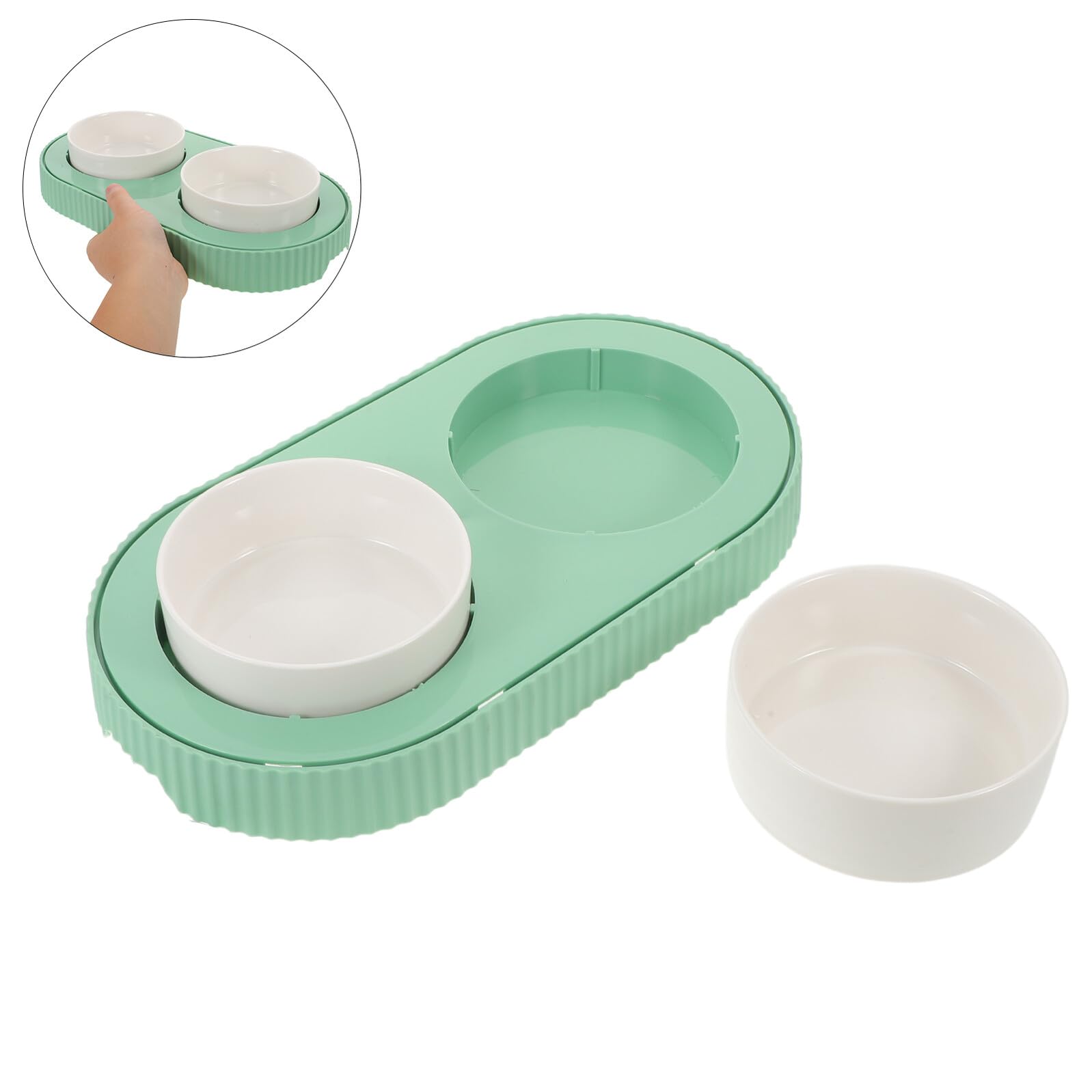 TOYANDONA Bol Céramique Chauffant Détachable pour Chat avec Contrôle Précis de Température Double Gamelle pour Nourriture et Eau Entretien Facile Hiver et Usage Intérieur