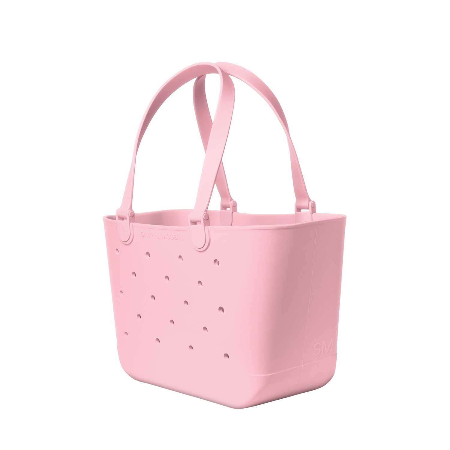 Simple Modern Bolso de Playa de Goma Bolsa Grande Impermeable con Bolsillo con Cremallera para Playa, Piscina, Barco, Compras, Deportes | Colección Getaway | Blush | Large