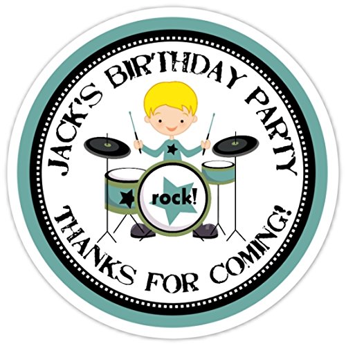 40 Rock and Roll Birthday Stickers, Blonde Hair, Personalized Birthday Stickers, Rock Star Birthday Labels (2 inch round)