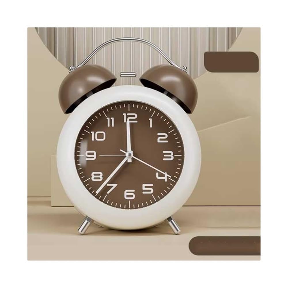 YHxFlux Table clocks Analog Alarm Clock Students for Living Room Kitchen Bedroom Office Bedside Desktop Multifunctional for bedrooms(Bruin)