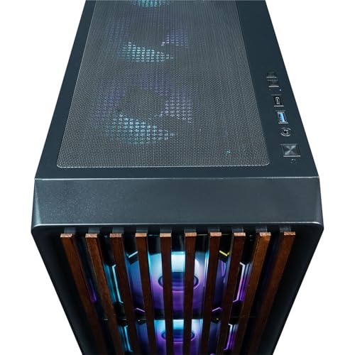 Image of ViprTech Overlord Wood Gaming PC - AMD Ryzen 7 (4.4Ghz Turbo), AMD Radeon RX 9060 8G, 16GB DDR4 RAM, 1TB SSD, 700W PSU, Black Walnut Case, RGB Keyboard Mouse, WiFi BT, Computer Tower Prebuilt
