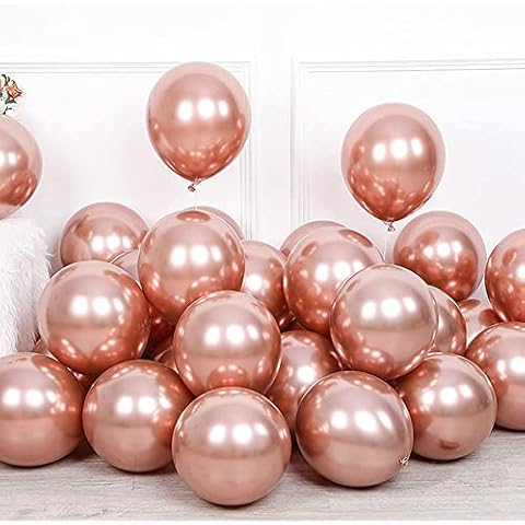 OTMVicor 10inch Metallic Rose Gold Balloons,50pcs Shiny Rose Gold Balloons for Birthday Wedding Party Decoration Cover
