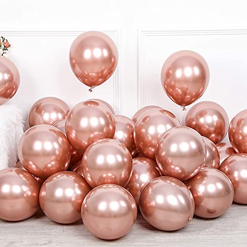 OTMVicor 25pieces Shiny Rose Gold Balloons 10inch Metallic Rose Gold Balloon for Birthday Wedding Party Decoration