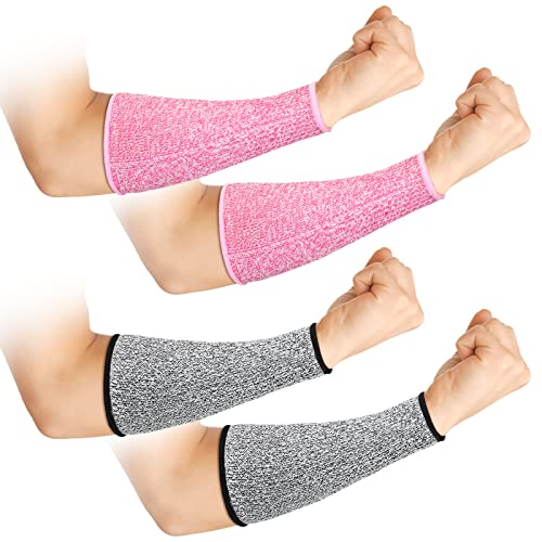 Geyoga 2 Pairs Cut Resistant Sleeve Level 5 8.6 x 3.7 Inches Gray Pink