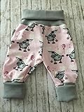 schnittmuster mitwachshose 86  Süße Baby-Hose Pumphose newborn Mädchen Gr. 56-68 Esel grau-rosa Bio-Cotton