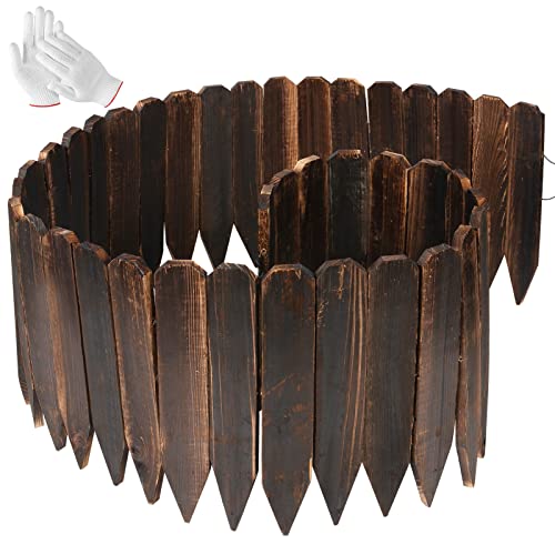 30 cm x 2 m Gartenzaun, Holz Garten Bordüre Einfassung, Anti-Korrosive Landschaftsbordüre, Holz Hofzaun, Kein Graben Pflanzgefäß Zaun für Blumenbeet Rasen Cover