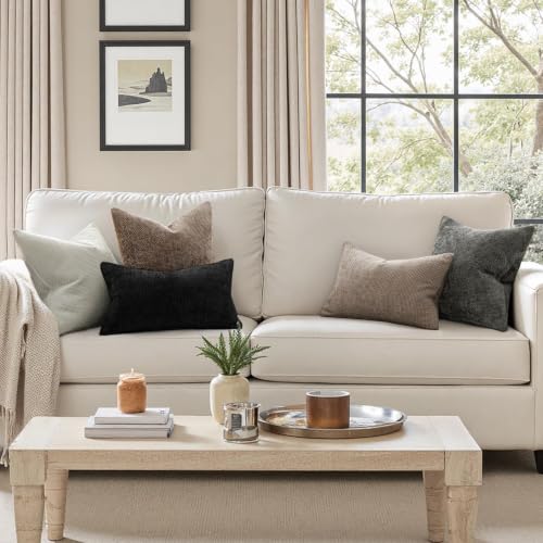 Image of MIULEE Dercorative Lumbar Throw Pillow Covers 12x20 Inch Grey-White 2 Pack