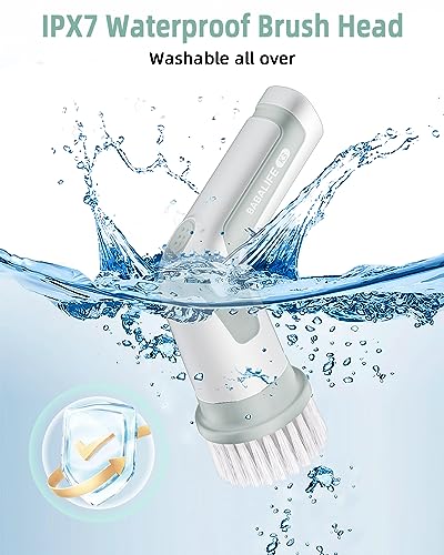Image of Electric Spin Scrubber, Cordless Power Scrubber, Electric Scrubber for Cleaning with 8 Replaceable Brush Heads (K3-Grey)