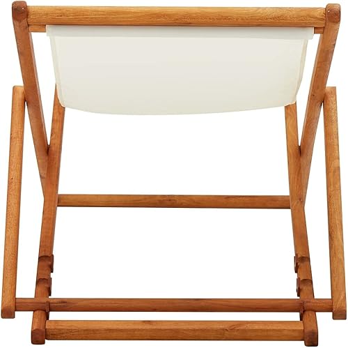 Miniatura 5 de vidaXL Silla de playa plegable, asiento ajustable de madera de eucalipto y tela de poliéster, silla de descanso ligera y portátil para uso en