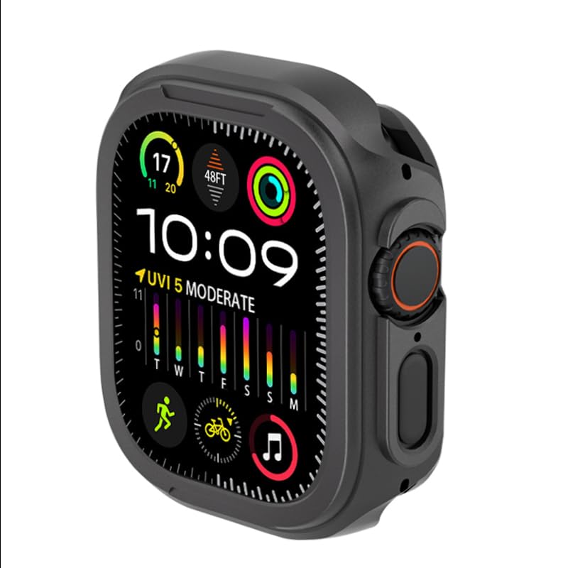 GANGANPRO Tempered Glass Case Compatible with Apple Watch Ultra 1/2 49mm, Durable Full Coverage Front and Back PC Bumper 360° Protective Face Cover