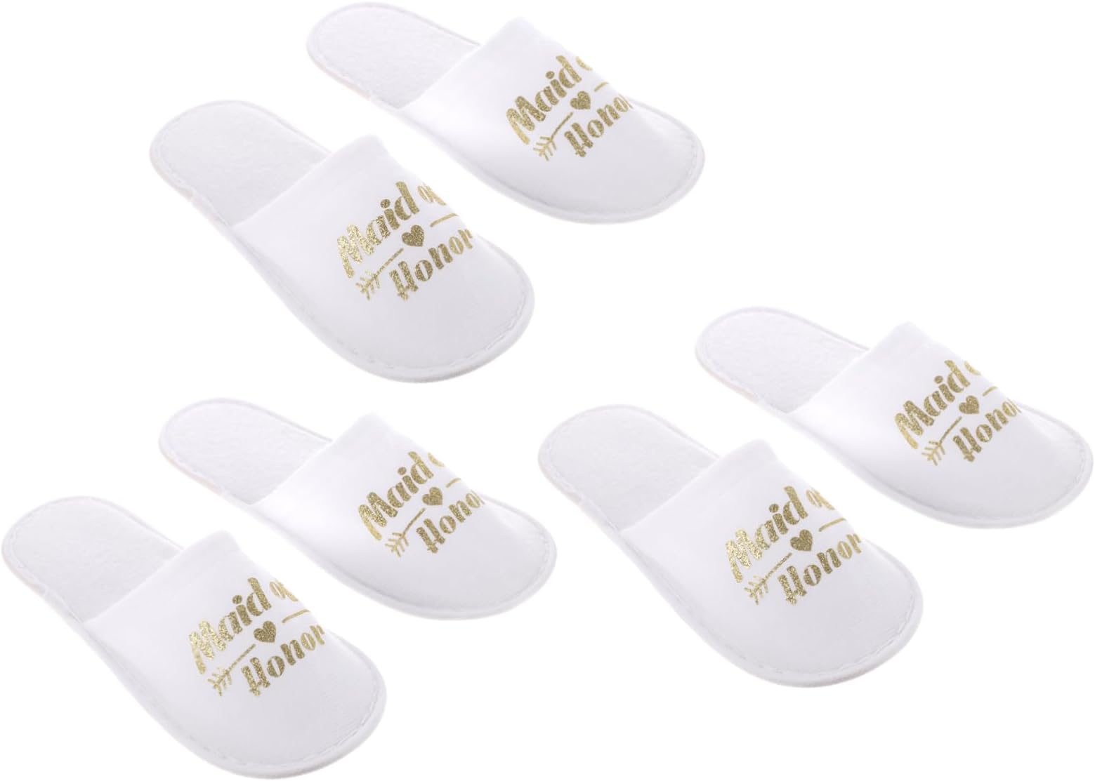 BeavortyBeavorty 3 Pairs Bridesmaid Slippers White Slippers for Women Pajama Party Bride Slippers Womans Slippers Gold Womens Sandals Puffy Slippers Wedding Supplies Miss Fabric Indoor