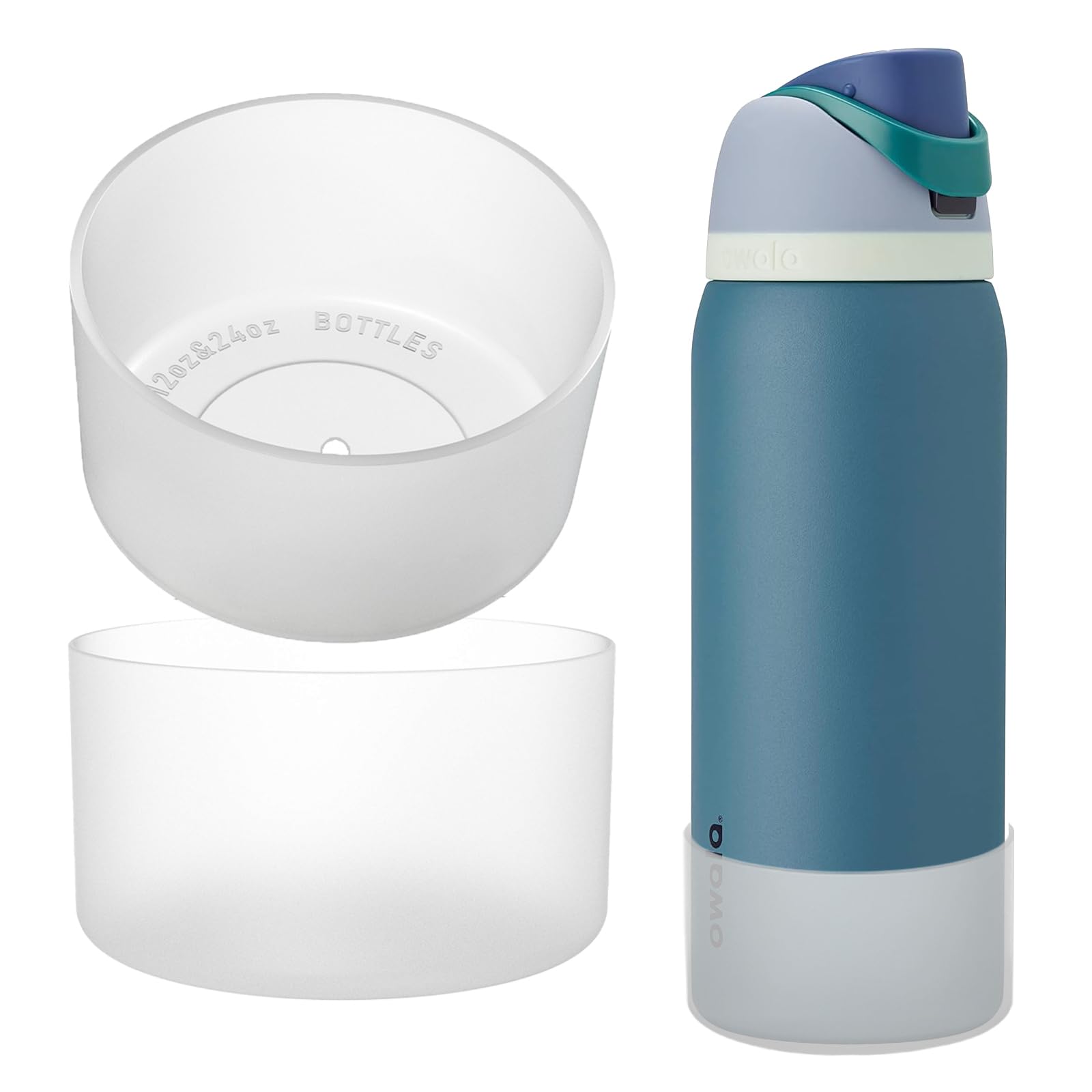 OAWEEN 2 pcs Silicone Boot for Owala Freesip 24 oz - 40 oz Tumbler Bottom Diameter from 2.87" to 3.85" Anti-Scratch Protective Sleeve for Free Sip