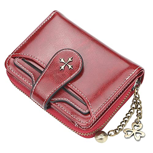 GGOOB Small Wallet for Women Zip Bifold Vintage Wallet Goth Purse Mini Leather Cash Wallets with Zipper Coin Pocket