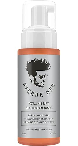 Avenue Man Mousse de elevación de volumen (8.5 onzas), productos de peinado para hombres, espuma de volumen y control definitivo con extractos de