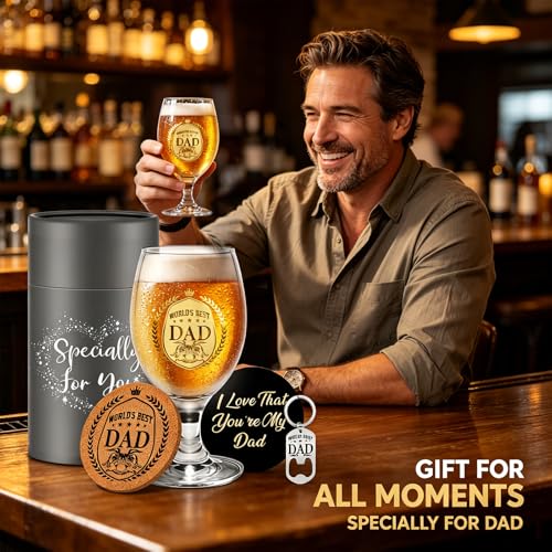 Yalucky Dad Birthday Gifts Father's Day Gifts Beer Glasses Presents for Father Personalised Christmas Father Day Birthday Gift for Dad from Daughter and Son Daddy Gift for Men — photo 2