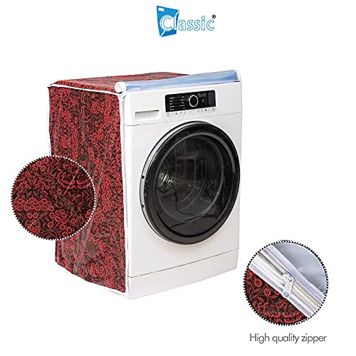 Image of Classic Front Load Washing Machine Cover Suitable for Bosch 6.5 Kg, 7 Kg, 7.5 Kg, 8 Kg, 8.5 Kg, 9 Kg (63cmsX63cmsX81cms, Red Flower, Large)