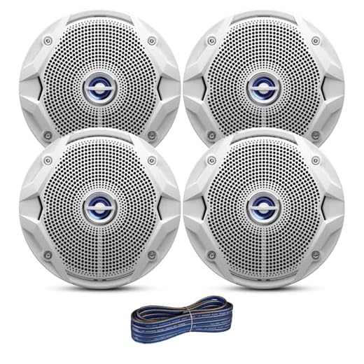JBL 6.5" Marine Speakers (Qty 4) 2 Pairs of OEM Replacement Speakers w/ Enrock 50ft Wire (White) MS6520B