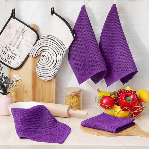 Miniatura 5 de Paños De Cocina De Tejido Gofre 100 Algodón, Paquete De 6 Paños De Cocina Ultrasuaves Y Absorbentes, De Secado Rápido, 12 X 12 Pulgadas, Trapos De Cocina Para Secar Platos Y Uso Diario En La Cocina