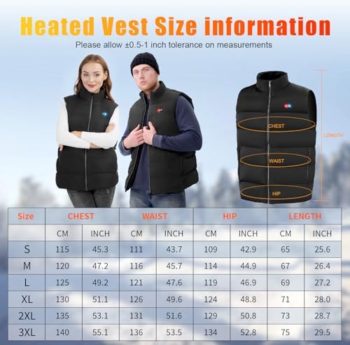 Rrtizan Heated Vest for Mens and Womens with Power Bank, Heated Gilet with 3 Temperature Levels, Sleeveless Electric Fleece Heated Jacket, Washable Heated Body Warmer for Outdoor, Camping, 805