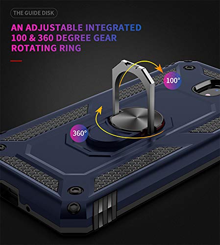 Susaa Galaxy J3 Star/J3 2018/J3 Orbit/J3 Achieve/J3 Aura Case, 360 Degree Metal Ring Holder Kickstand Phone Case Cover For Samsung J3 2018 Navy Blue #TOP2