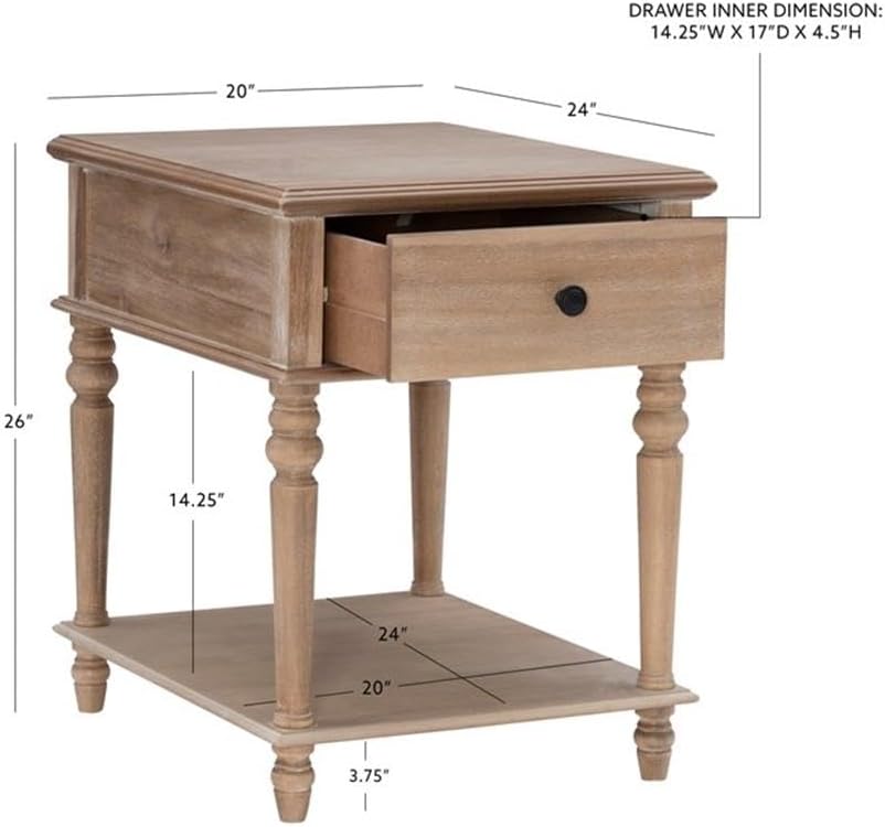 Powell - Linon Mavis Wood Side Table in Natural Brown