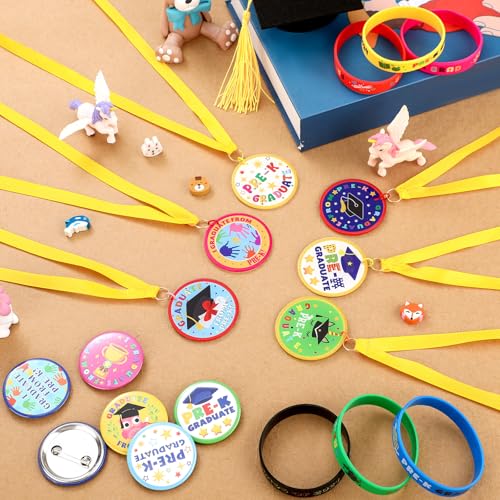 Ferreve 96 Pcs Preschool Graduation Gifts 24 Pcs Pre K Graduation Award Medals 48 Pcs Medallion Wristbands and 24 Pcs Button Pins Grad Gift Party Favors Supplies - Thumbnail 5