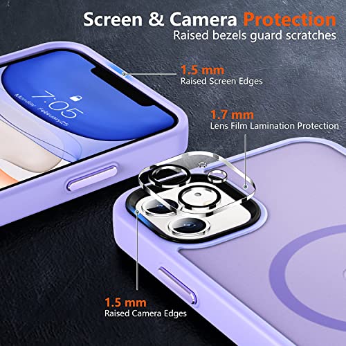 Image of MOCCA Magnetic Shockproof for iPhone 11 Case,Light Purple | 10ft Drop | Compatible with MagSafe | w / Screen & Lens Protectors | Anti-Slip Matte | Raised Camera & Screen Lip | Ultra-Slim