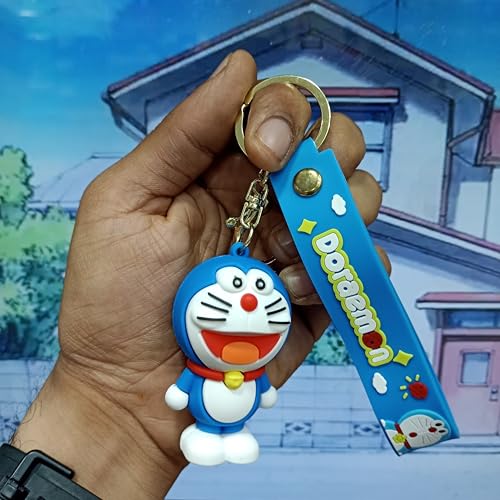 Image of Cute Cartoon Character Silicone 3D Key Chain with Strap Charm & Metal Hook, Merchandise Key Rings Gift for Kids Girls Boys Men & Women