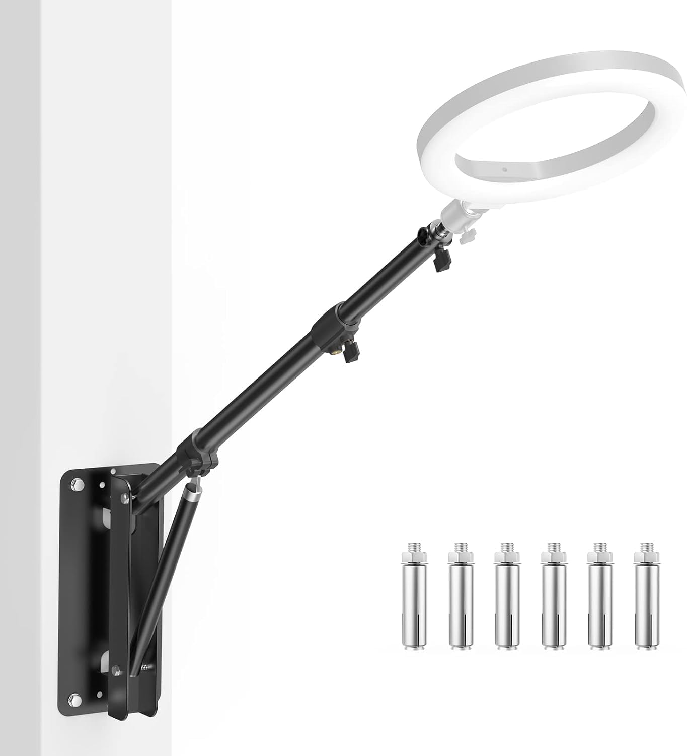 Wall Mount Triangle Boom Arm 4.3ft/133cm with 180°Flexible Rotation for Ring Light, Strobe Light, Monolight, Softbox, DSLR, Umbrella and Reflector