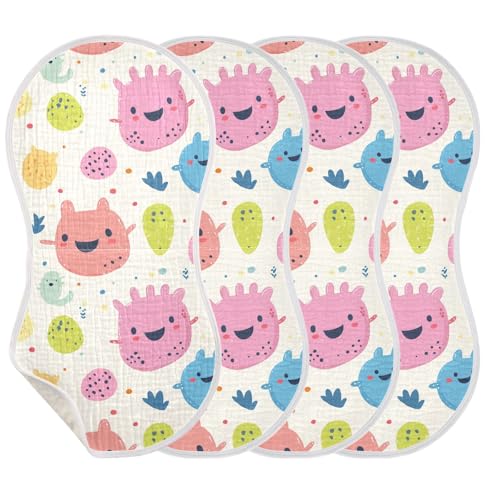 Cute Cartoon Monsters Cotton burping Cloth Soft and Absorbent Milk Spit Up Cloth for Set of 2, 22x11in3
