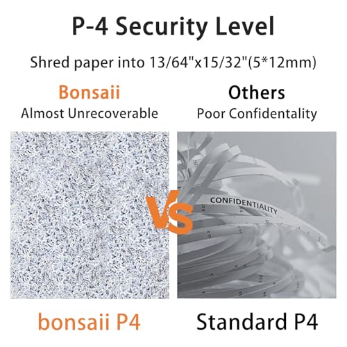 Image of Bonsaii Micro Cut Shredder, Portable with a Convenient Handle, shredding up to 12 Sheets, P-4 Security Level, 60 Min Continuous, CD /Credit Card, Jam-Proof, 4.2 Gal Bin, White /Gray