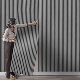 Tarwanear Dark Grey 3D Effect Wood Slat Wallpaper 0.53x9.5m Retro Faux Wood Panel Wall Feature Wallpaper for Living Room Bedroom Hallway