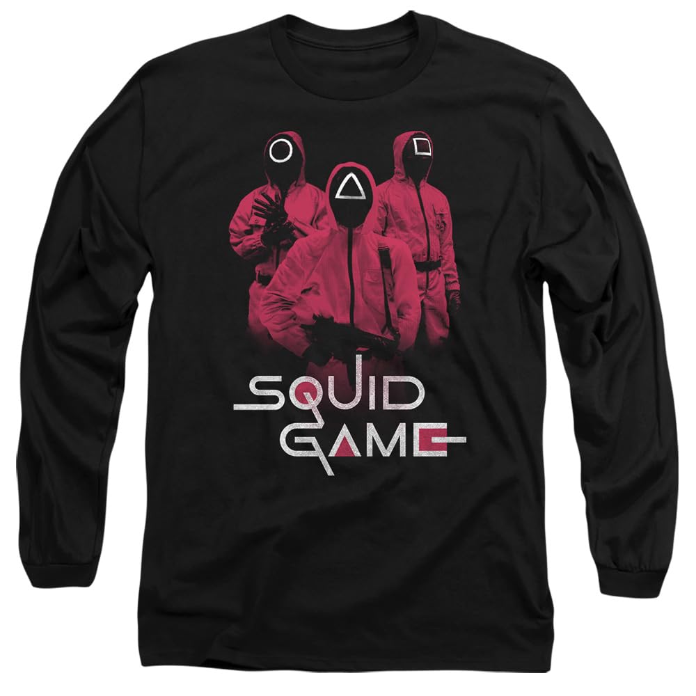 Squid Game Men's Guards At The Ready Long Sleeve T-Shirt - Black - XXL