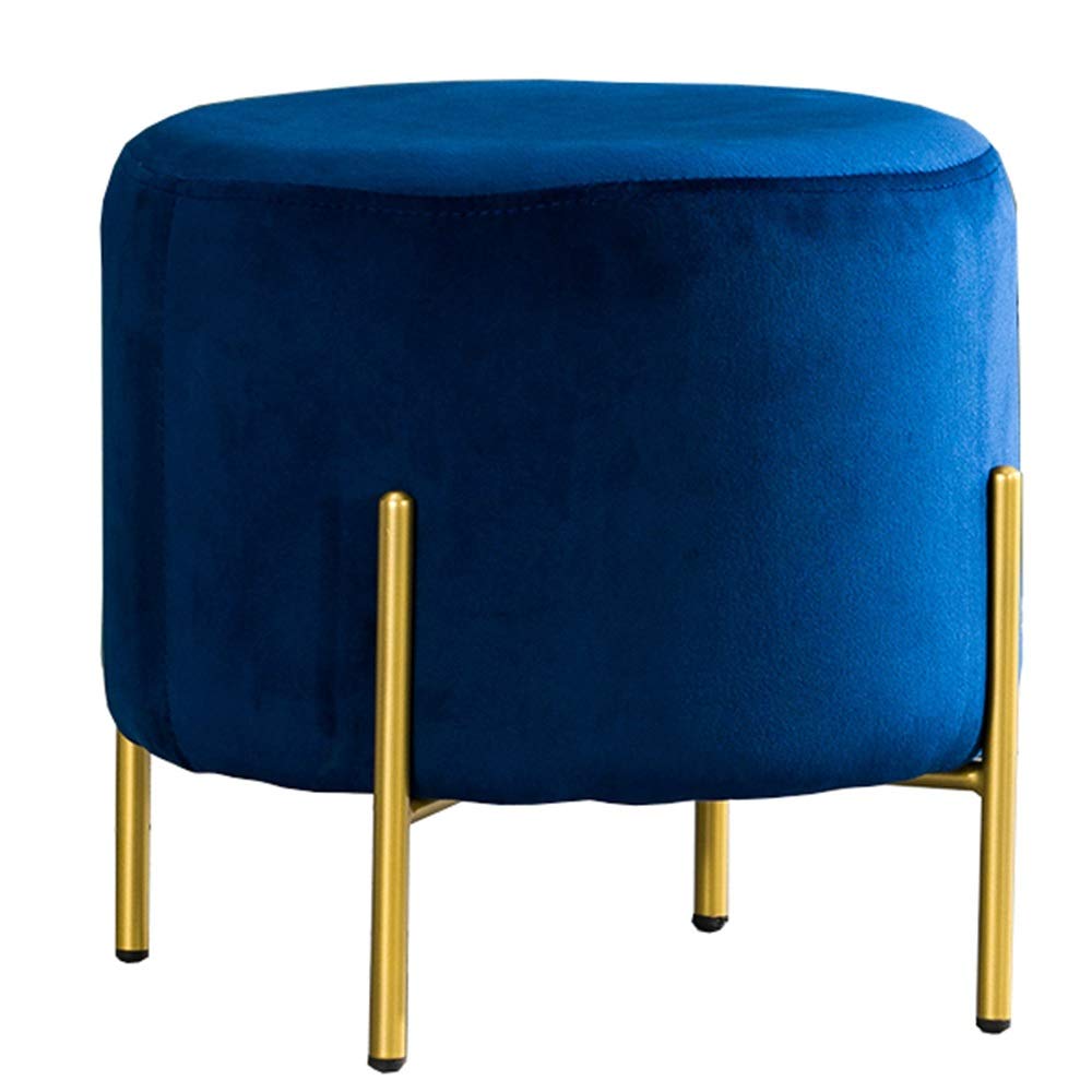 Coussin en velours bleu et assise stable | Tabouret de luxe 120kg