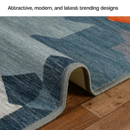 Image of FRESH FROM LOOM Luxury 100% Nylon Carpet for Living Room, Hall & Bedroom | Anti Skid | Anti Fade | Rubber Backing Grip | Quick Cleaning | Washable (Ice-Blue| Size:- 90x150 Cm or 3x5 Fts)