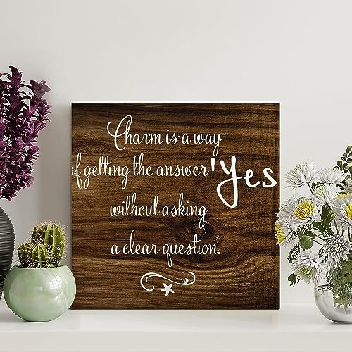 Retro Vintage Wooden Pallet Sign Charm Is A Way of Getting The Answe Wood Signs 12x12in Farmhouse Wall Decor Wall Art Wall Hanger Home Decor for Kitchen Bedroom Living Room Foyer