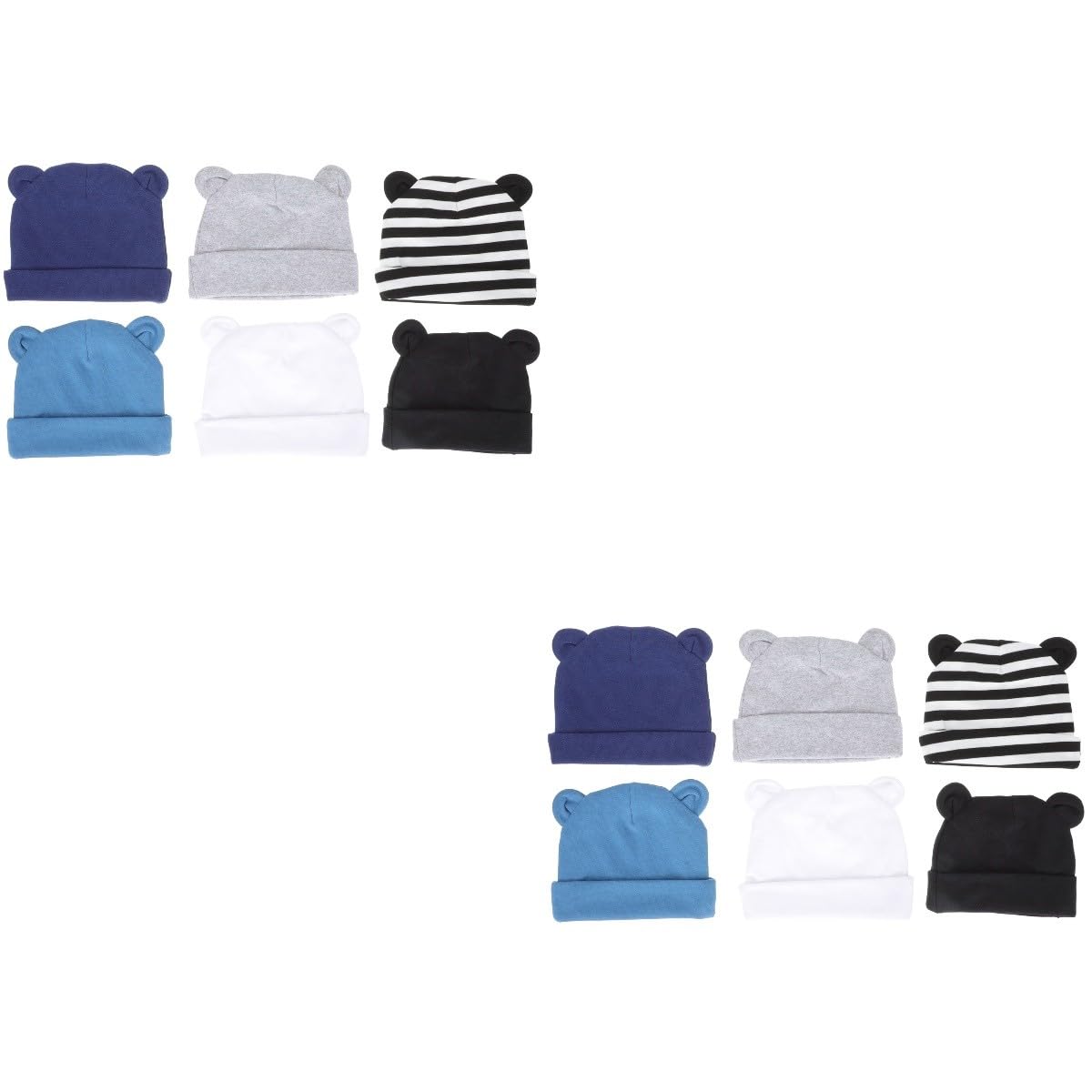 BESPORTBLE 2 Sätze Teiliges Mützen Mit Bärenohren Für Neugeborene Unisex Turban Hüte Jeansblau Gestreift Für Neugeborenen Fotos Sonnenschutz 6 Stück * 2
