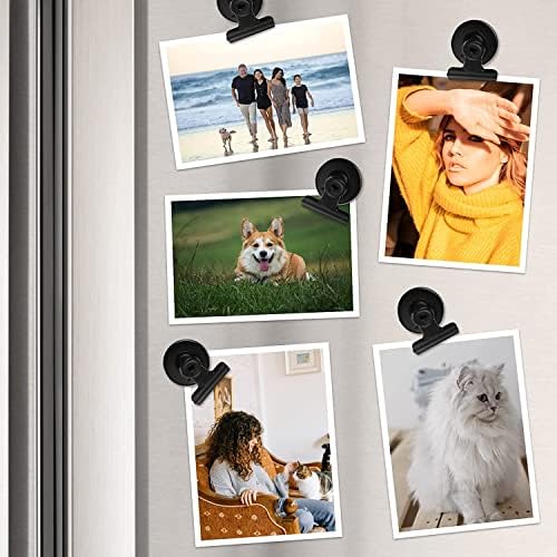 20 Pack Magnetic Clips, Fridge Magnets, Scratch-Free Fridge Magnets Clips, Whiteboard Magnets Clips, Wall Magnet Clips, Clips Magnet for fridge, Strong Magnet Clips for Whiteboard (Black)