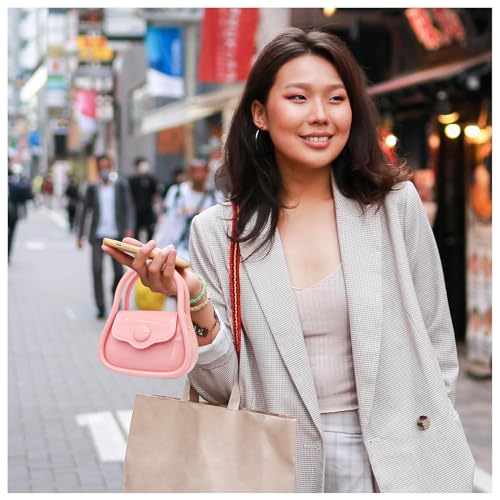 FuninCrea Mini Jelly Purse, PVC Mini Crossbody Bag for Women, Small Crossbody Purse with Handle and Chains Strap4