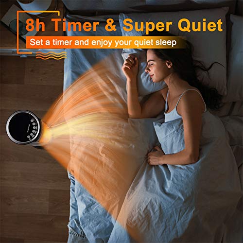 Space Heater for Indoor - 1500W Electric Ceramic Tower Heater w/. Remote Control, 8H Timer, Adjustable Thermostat, Tip-Over & Overheat Protection, Oscillating Quiet Heater for Office Home Indoor