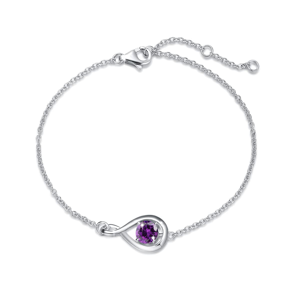 FANCIME Infinity Bracciale in Argento Sterling 925 Zaffiro Bracciale Settembre Birthstone Bracciale, con Bellissimo Portagioie Compleanno di Natale San Valentino Anniversario Presente per le Donne