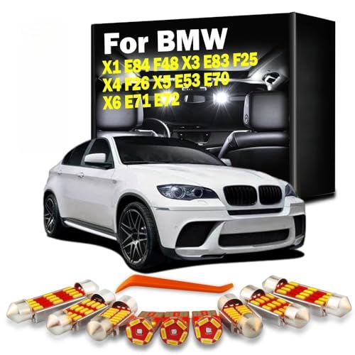 BRDCVGQP Kit de Luces LED para el Interior del vehículo, iluminación para mapas, para BMW X1, E84, F48, X3, E83, F25, X4, F26, X5, E53, E70, X6, E71, E72