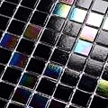 smafusion 11.5sqft Iridescent Black Mosaic Tiles for Bathroom Backsplash, Kitchen Backsplash, Swimming Pool Tile, Glass Tile for Shower Wall, Bathroom Wall, Bathroom Floor (10pcs, Rainbow Black)