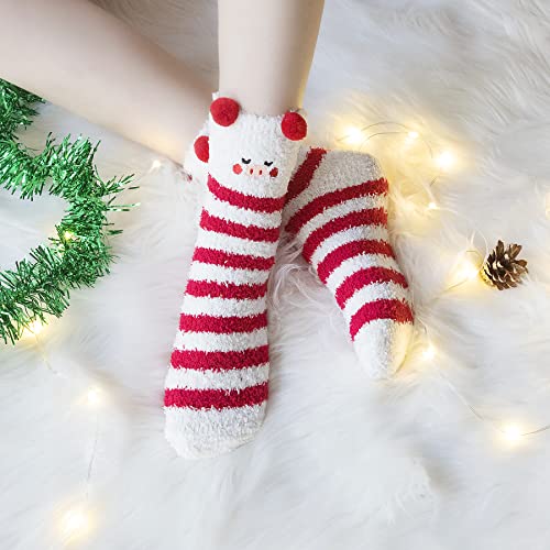 Anchimella Christmas Fuzzy Socks For Women 4 Pairs Fuzzy Cozy Socks Christmas Socks Women Fluffy Plush Crew Slipper Socks #TOP3
