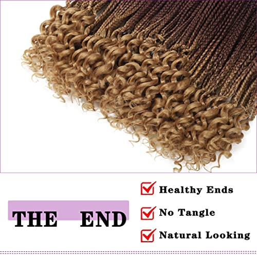 Crochet Box Braids Hair With Curly Ends 7 Packs Pre Looped Crochet Braids Goddess Box Braids Crochet Box Braid Hair(14 Inch,1B/30/27) #TOP5