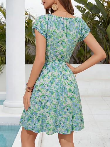Image of HUHOT Teen Petite Women Floral Short Summer Mini Dresses with Pockets Cute Milkmaid Sundress 2026