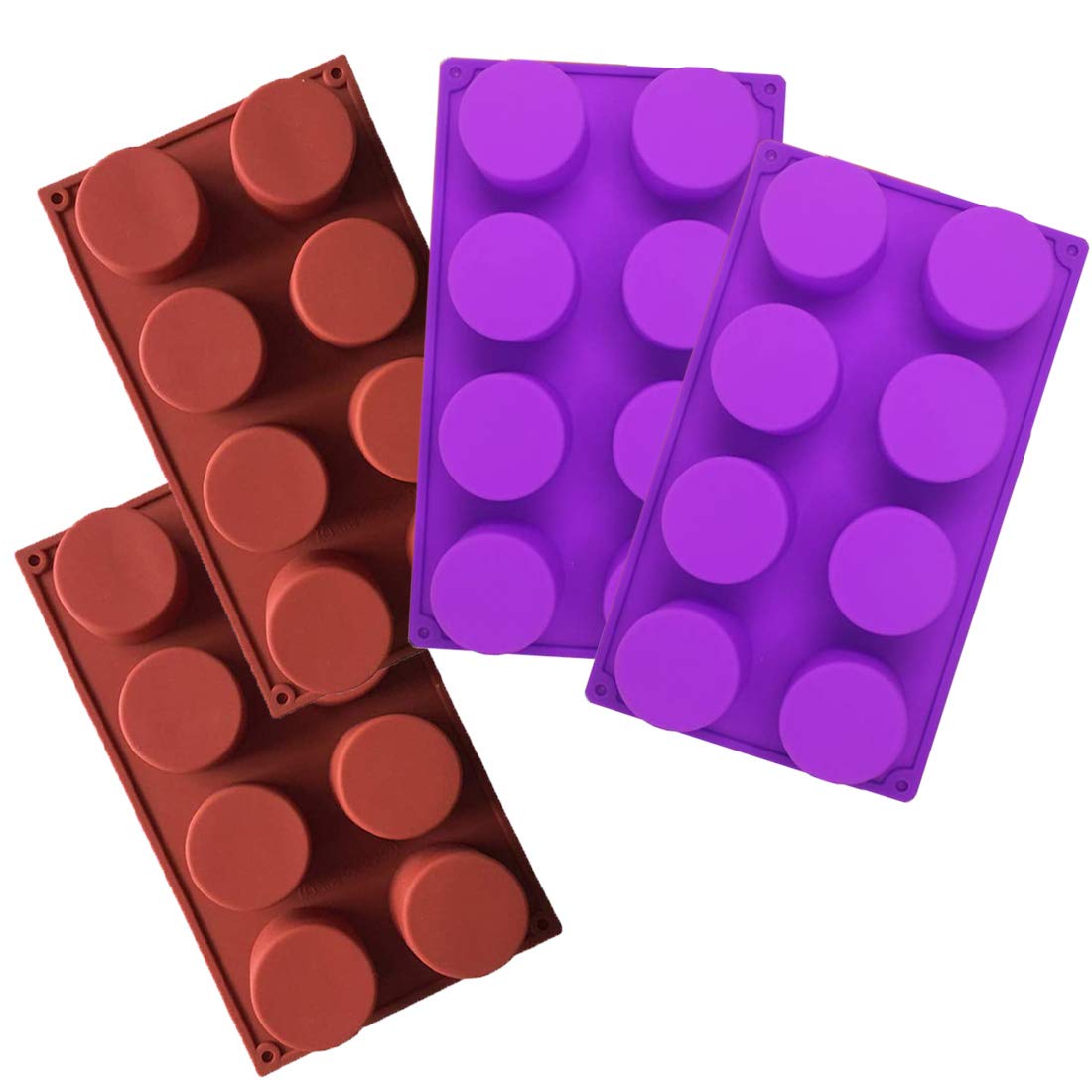 8-Cavity Round Baking Silicone Molds, 4PCS Cake Tray Moulds for Cupcake, Cookie, Soap, Muffin, Resin Casting, Ice Cube - 32 Cavities in total