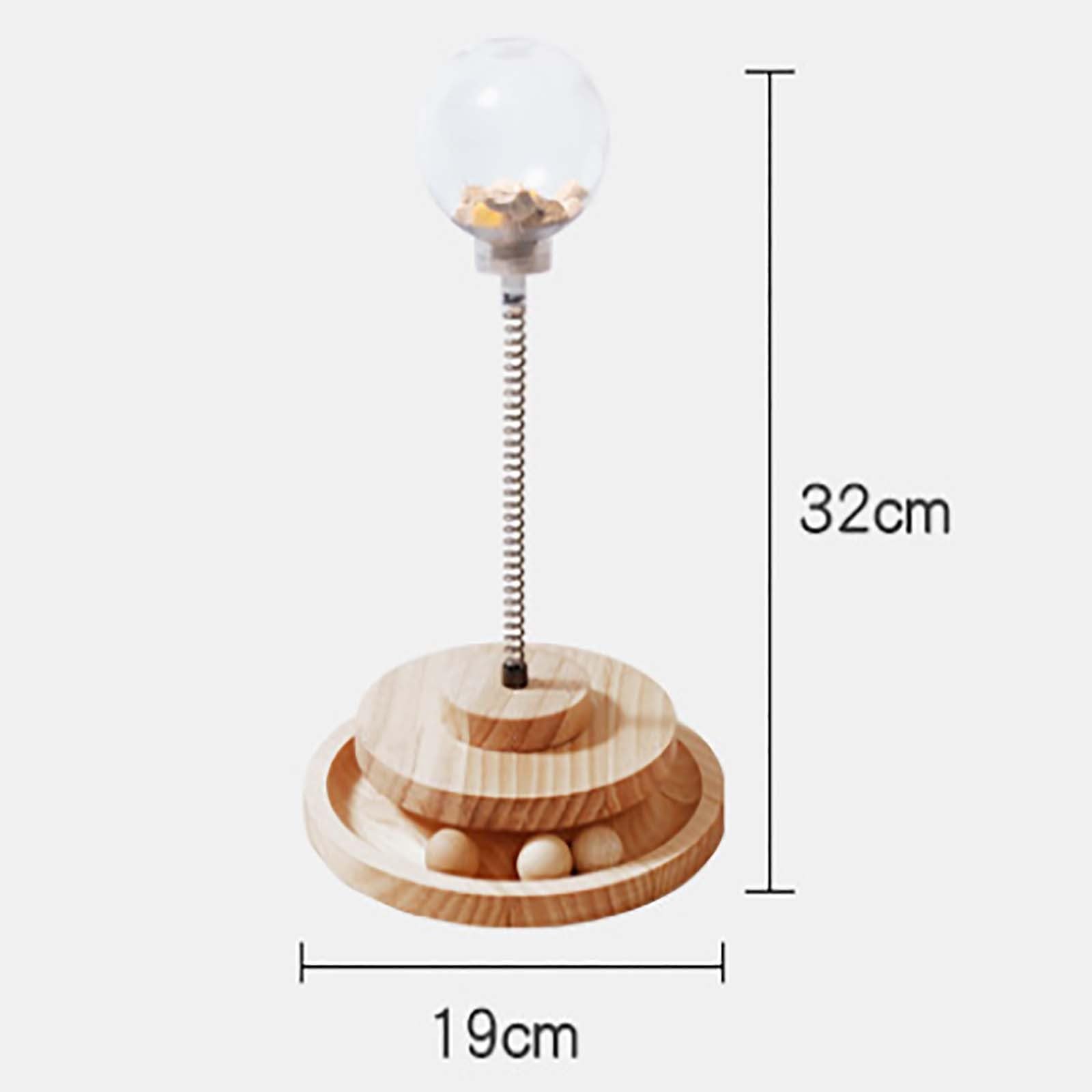 Katzen-Leckerli-Spender, Katzenball mit Leckerli-Ball, Katzen-Leckerli-Spender mit Rollbahnball, interaktives Katzenspielzeug aus Holz, mit automatischem langsamem Futterball, Kätzchen,