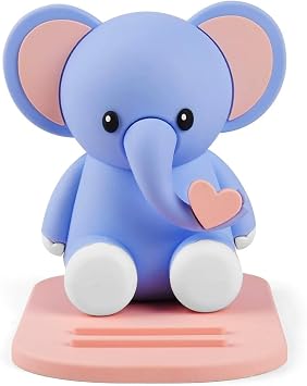 Cell Phone Stand, Animal Smartphone Desk Holder, Lovely Animal Mobile Phone Accessory Ornament Bracket for Office Home Compatible with All Mobile Phones Elephant-Blue