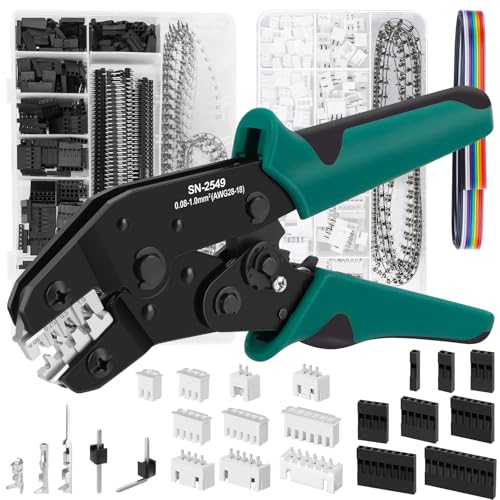 Crimpzange Dupont Stecker Set, 1600 PCS 2,54mm Dupont Steckverbinder und Crimp Pin, 460 PCS 2,54mm JST-XH Steckverbinder Kit, JST Crimpkontakten und Buchsengehäuse für 0,08-1 mm²